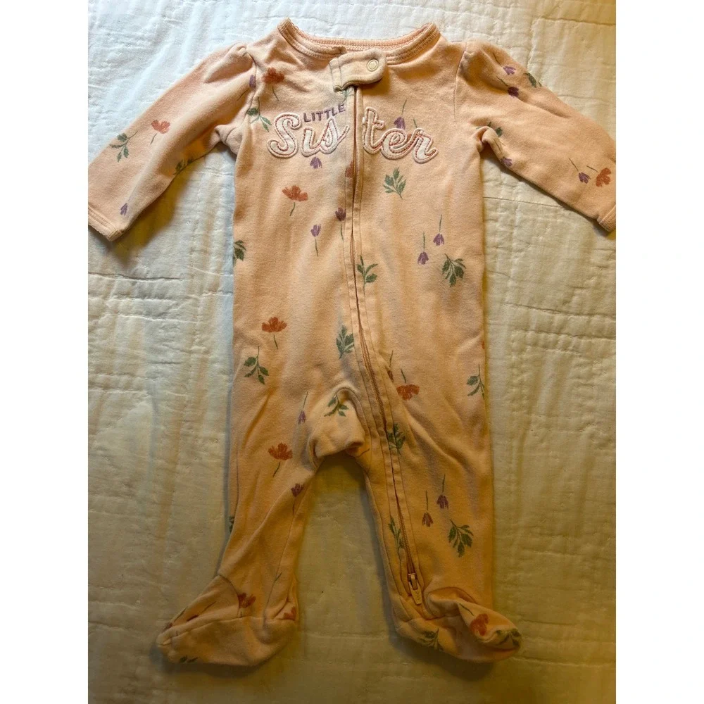 Baby Girl‎ Footed Pajamas Sleepers Bundle of 3 Bunny Floral Infant Clothes - Picture 5 of 8